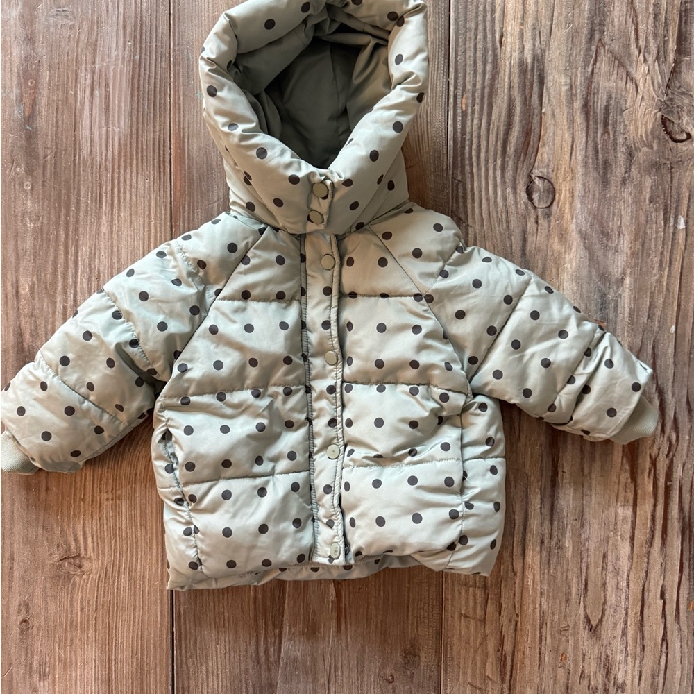 Zara Kids Polka Dot Puffer Jacket 9-12 months